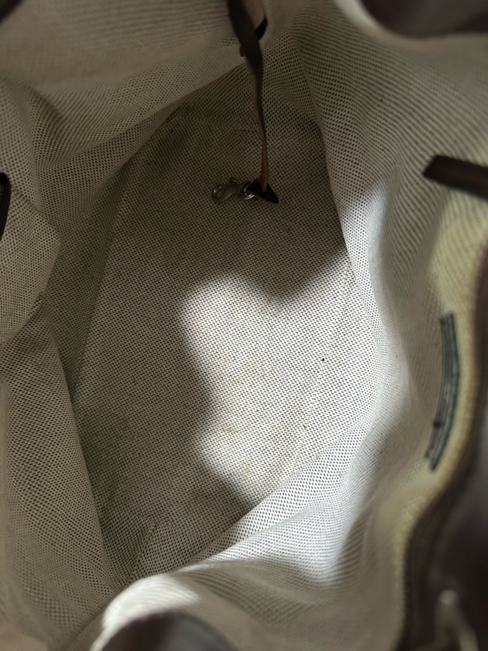 Dooney & Bourke Brown Leather Drawstring Shoulder Bag with Dark Brown Trim - Picture 12 of 16